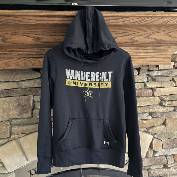 Under Armour Black Med Vanderbilt University Hoodie w Thumb Hole Excellent Cond. - Picture 1 of 12